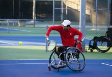 Jason Keatseangsilp playing wheelchair tennis