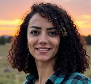 portrait photo of woman with sunset background
