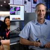 On the left, a man examines a medical device. On the right, a man in a light blue shirt smiles.